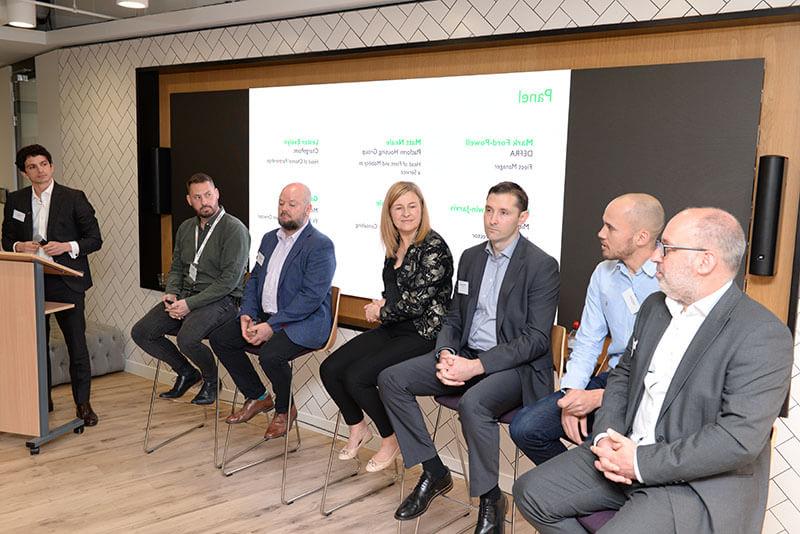 Panel of experts at The Shard for an event on corporate transitioning to an electric fleet